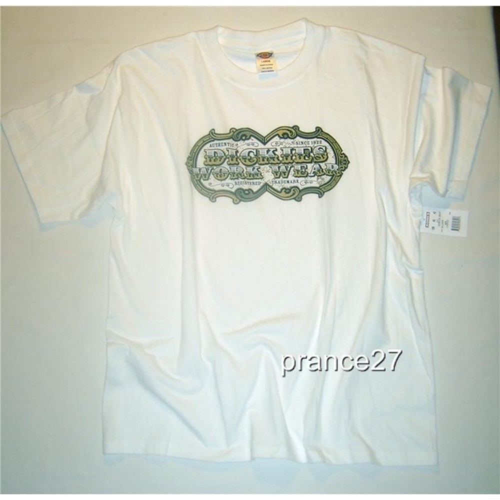 Y2K DICKIES T Shirt White Mens Sizes COTTON Crewneck Tee Shirt New Old Stock